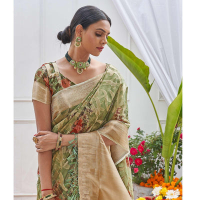 green-woven-with-printed-organza-saree-144337