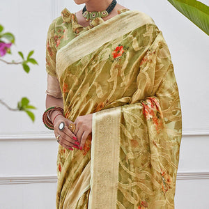 green-woven-with-printed-organza-saree-144340