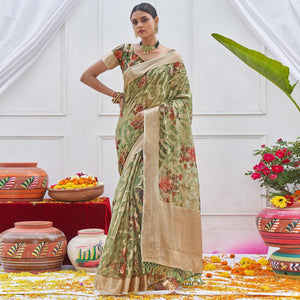 green-woven-with-printed-organza-saree-144337