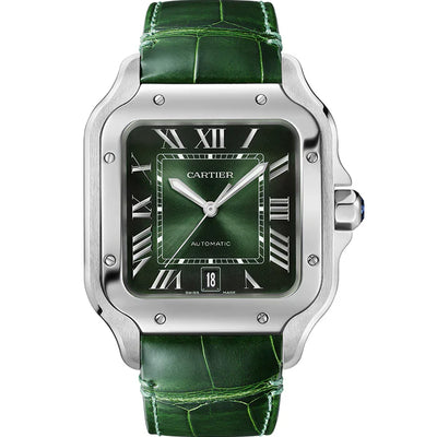 Cartier 'SANTOS DE CARTIER, LARGE, AUTOMATIC, STEEL, INTERCHANGEABLE STEEL AND LEATHER BRACELETS'