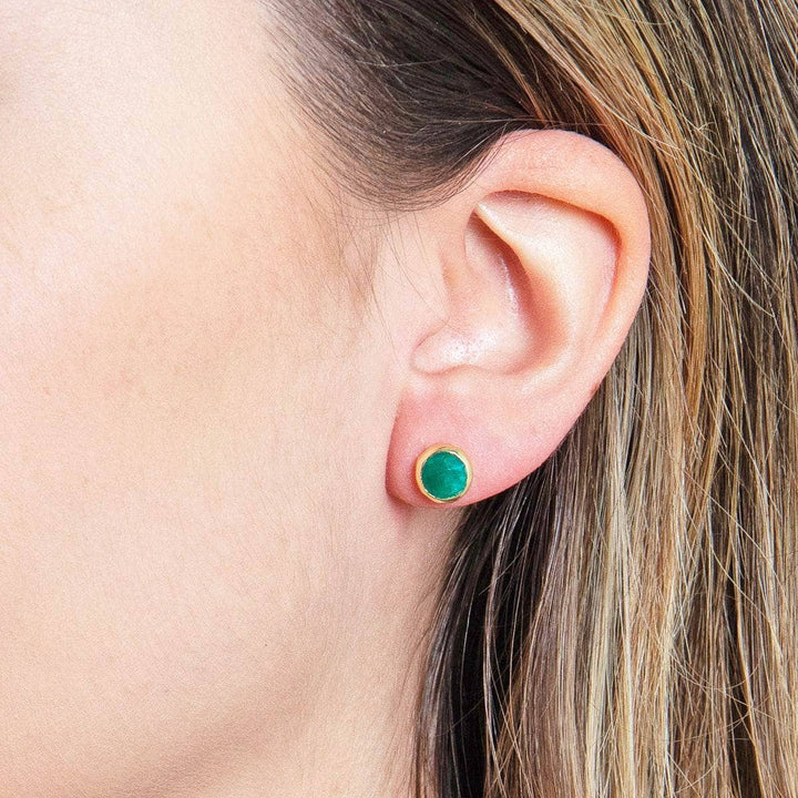 Green Jade Silver or Gold Stud Earrings