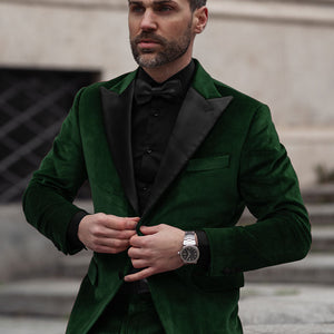 Green Velvet Tuxedo Jacket