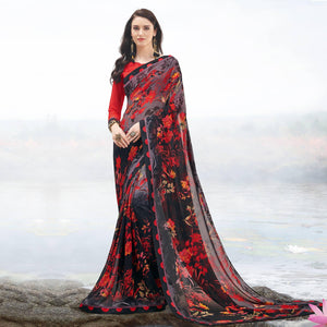 grey-black-casual-wear-floral-printed-georgette-saree-108865
