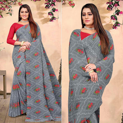 green-bandhani-printed-georgette-saree-143370