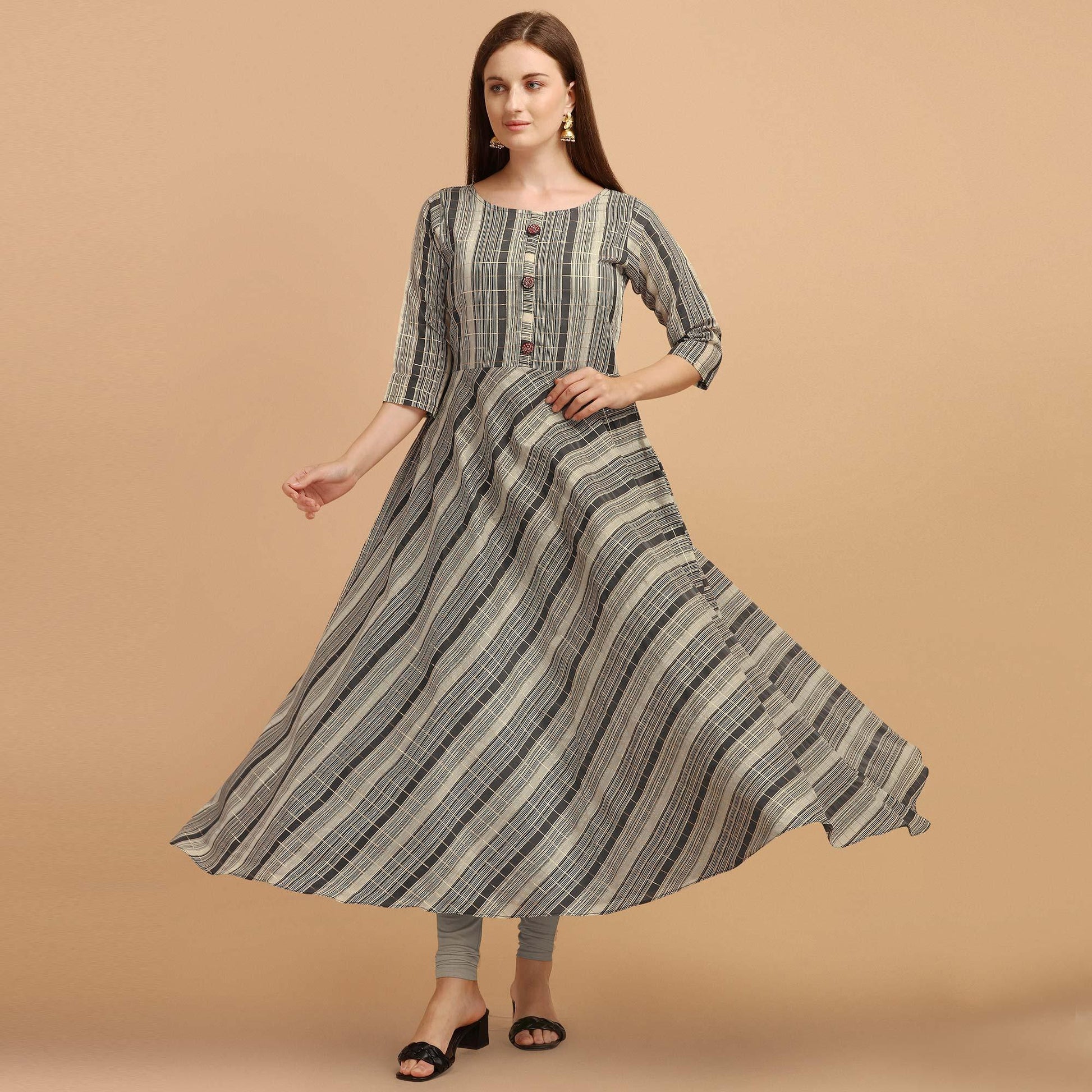 grey-black-casual-wear-stripes-printed-chanderi-cotton-dress