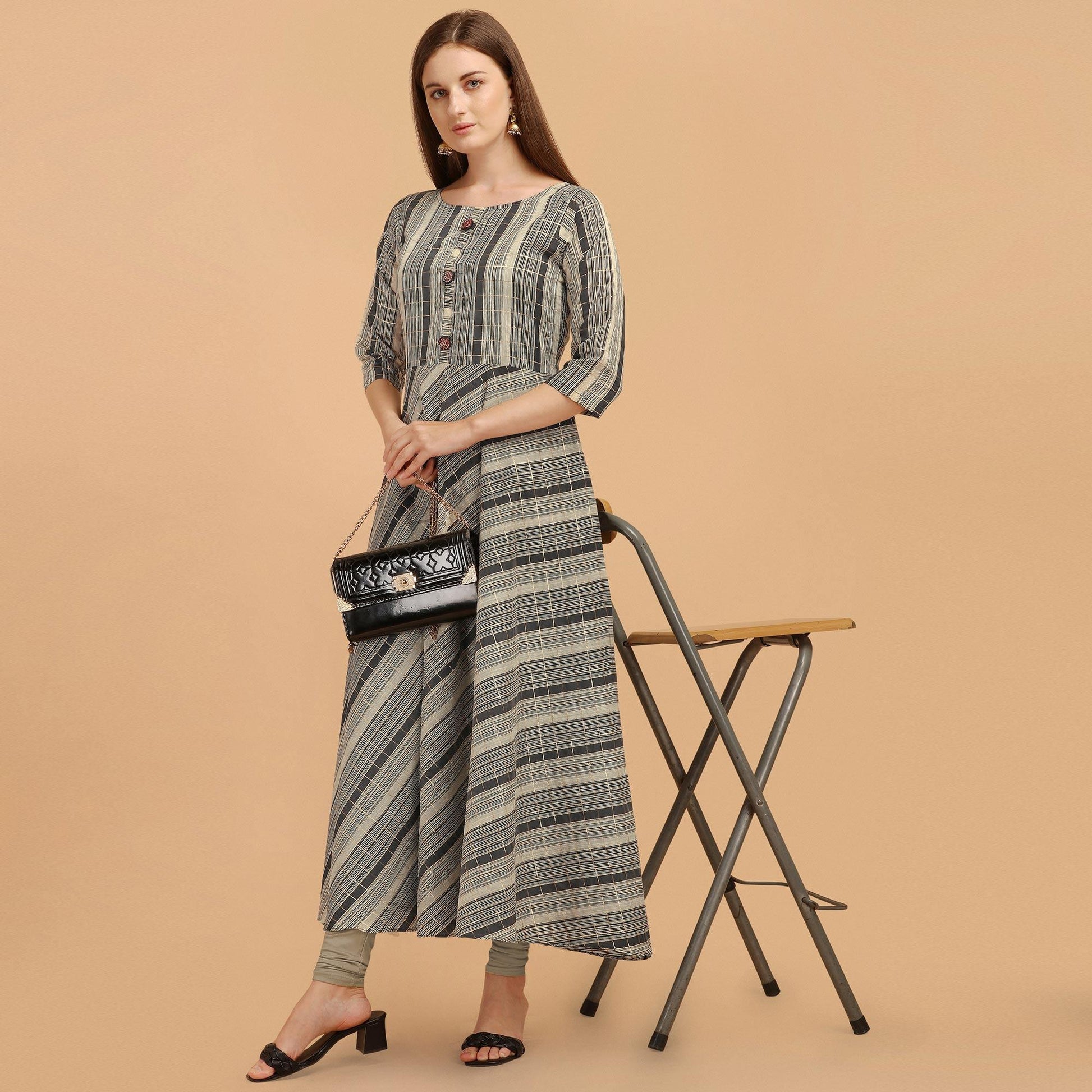 grey-black-casual-wear-stripes-printed-chanderi-cotton-dress