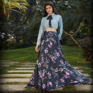 staring-grey-black-colored-casual-wear-printed-western-crop-top-skirt-set-86601