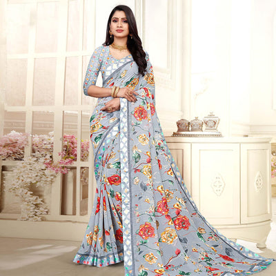 grey-casaul-wear-floral-printed-georgette-saree-with-satin-lace-130862