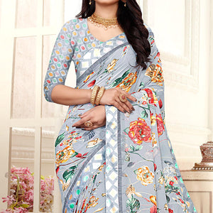 grey-casaul-wear-floral-printed-georgette-saree-with-satin-lace-130862