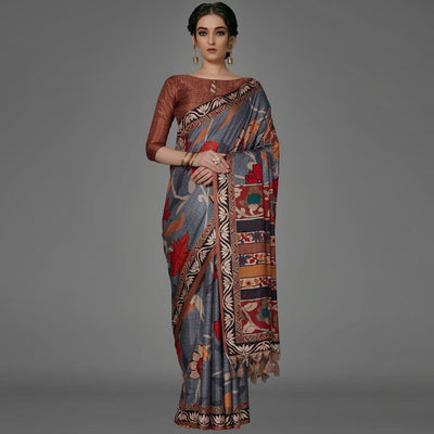grey-casual-art-silk-printed-saree-with-unstitched-blouse-93877