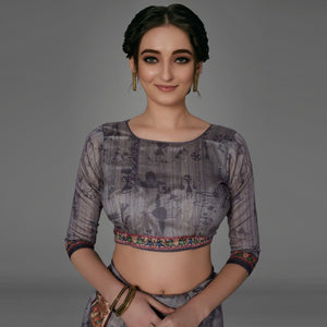 grey-casual-art-silk-printed-saree-with-unstitched-blouse-93870