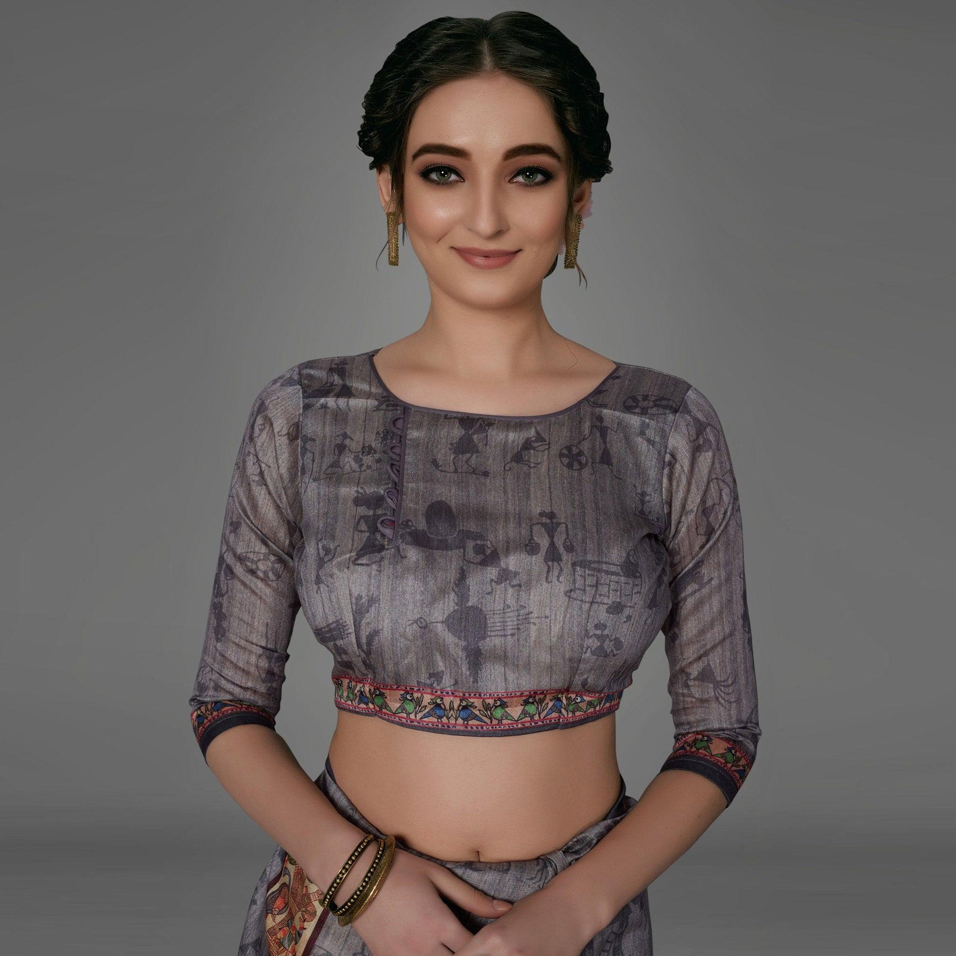 grey-casual-art-silk-printed-saree-with-unstitched-blouse-93870