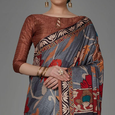 grey-casual-art-silk-printed-saree-with-unstitched-blouse-93877