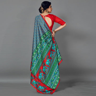 grey-casual-art-silk-printed-saree-with-unstitched-blouse-94023