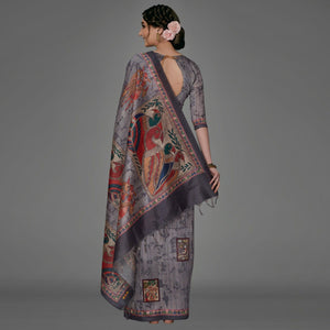 grey-casual-art-silk-printed-saree-with-unstitched-blouse-93870