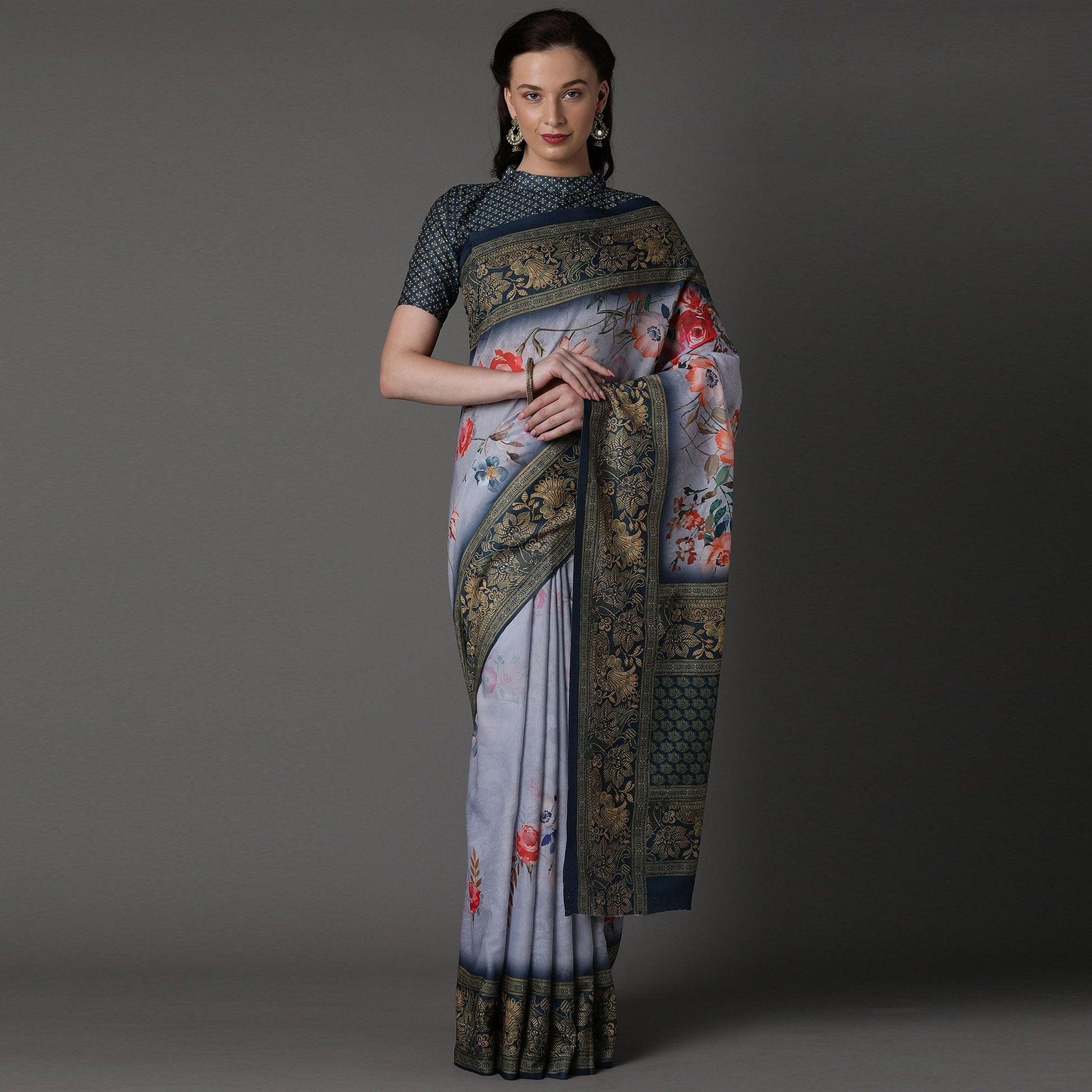 grey-casual-cotton-silk-printed-saree-with-unstitched-blouse-93944