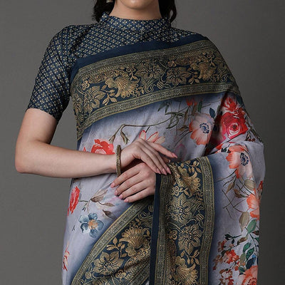 grey-casual-cotton-silk-printed-saree-with-unstitched-blouse-93944