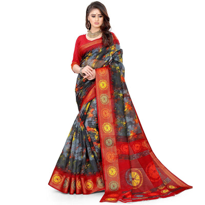 grey-casual-wear-abstract-printed-cotton-linen-saree-107775