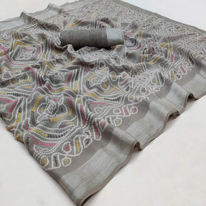 grey-casual-wear-bandhani-printed-chiffon-saree-139050