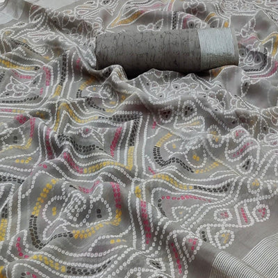 grey-casual-wear-bandhani-printed-chiffon-saree-139050
