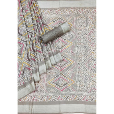 grey-casual-wear-bandhani-printed-chiffon-saree-139050