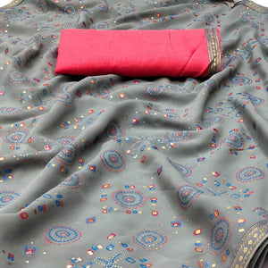 grey-casual-wear-block-printed-with-foil-work-georgette-saree-139280