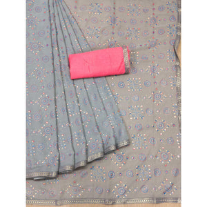 grey-casual-wear-block-printed-with-foil-work-georgette-saree-139280