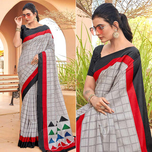 grey-casual-wear-checks-printed-bhagalpuri-silk-saree-138325