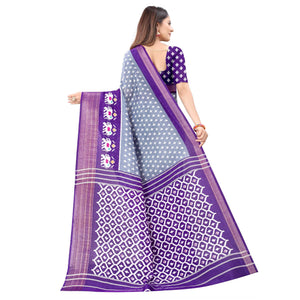 grey-casual-wear-designer-hand-black-printed-cotton-linen-saree-110442