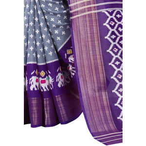 grey-casual-wear-designer-hand-black-printed-cotton-linen-saree-110442