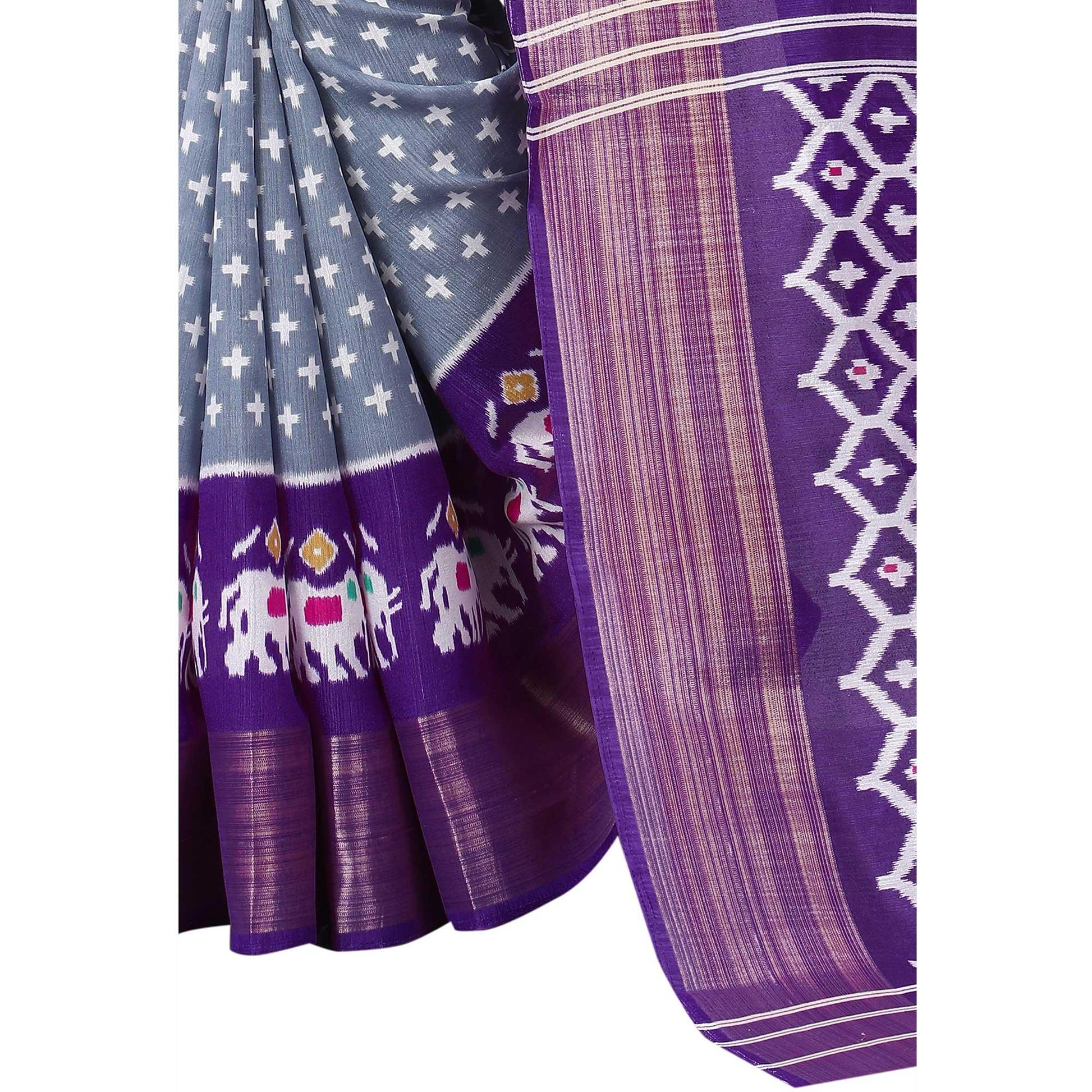 grey-casual-wear-designer-hand-black-printed-cotton-linen-saree-110442