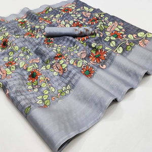 grey-casual-wear-digital-floral-printed-cotton-silk-saree-141070