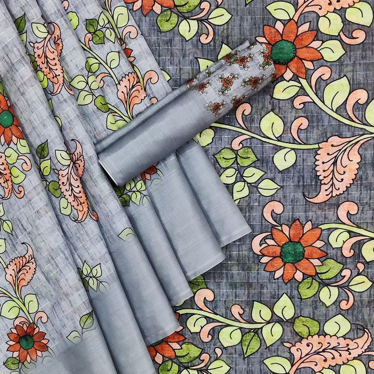 grey-casual-wear-digital-floral-printed-cotton-silk-saree-141070