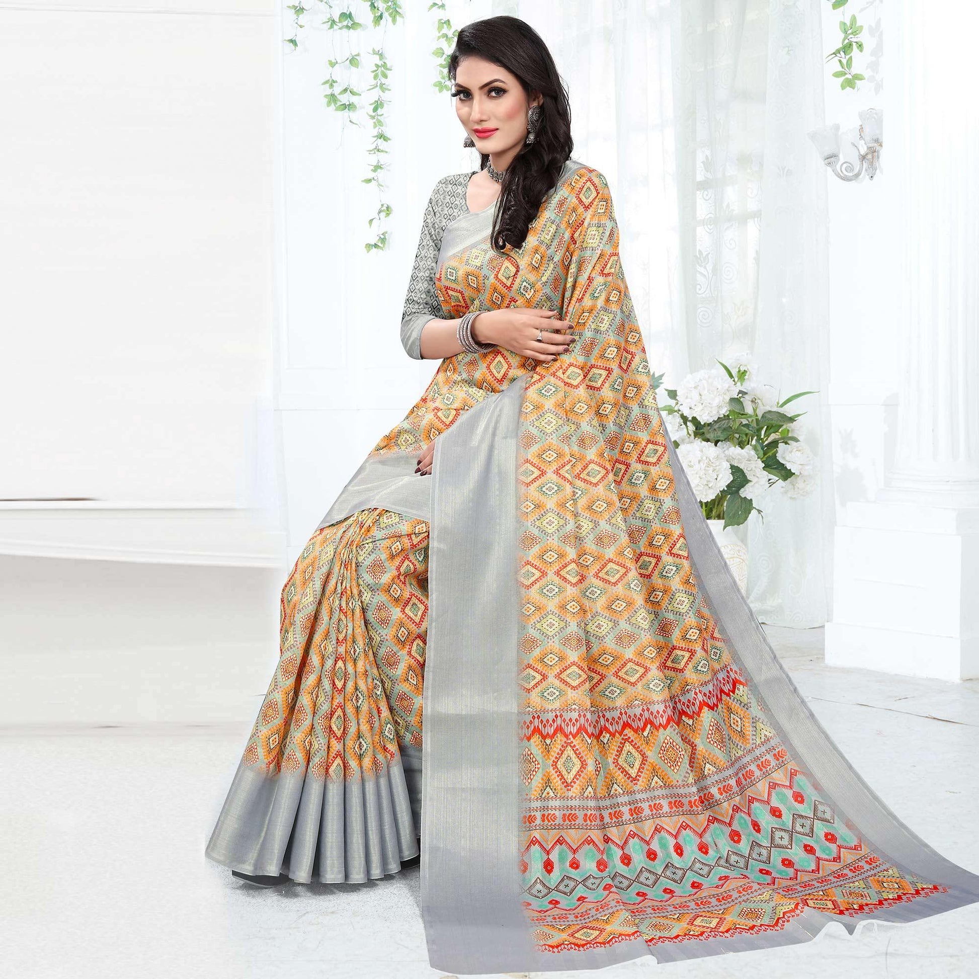 grey-casual-wear-digital-printed-cotton-silk-saree-140665