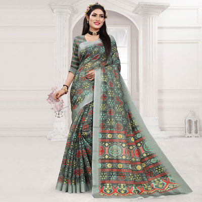 grey-casual-wear-digital-printed-cotton-silk-saree-140667