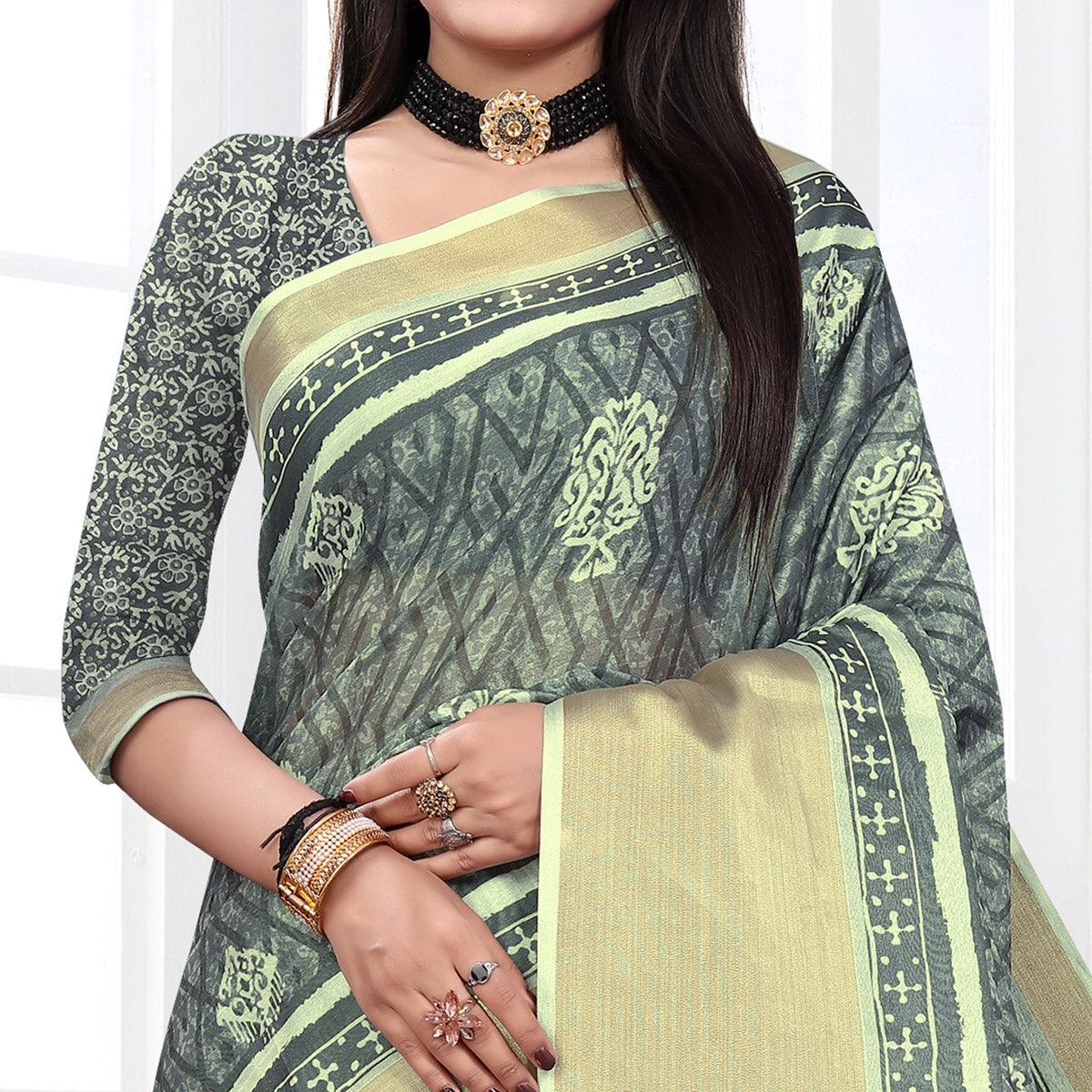 grey-casual-wear-digital-printed-cotton-silk-saree-140687