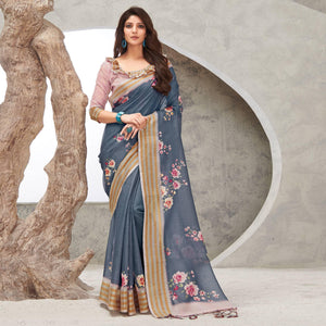 grey-casual-wear-digital-printed-pure-linen-saree-126130