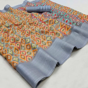 grey-casual-wear-digital-printed-silk-saree-with-jacquard-border-139274