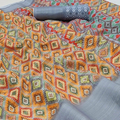 grey-casual-wear-digital-printed-silk-saree-with-jacquard-border-139274