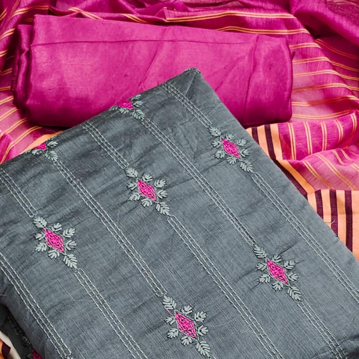 grey-casual-wear-embroidered-chanderi-dress-material-132544