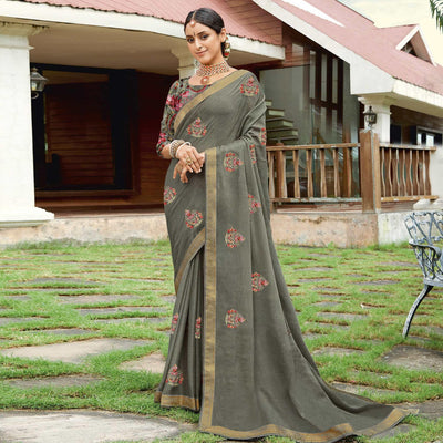 grey-casual-wear-embroidered-chiffon-saree-137288
