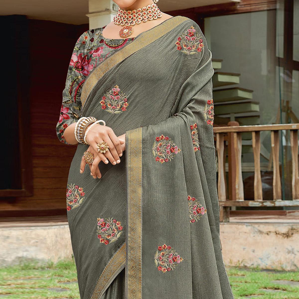 grey-casual-wear-embroidered-chiffon-saree-137288