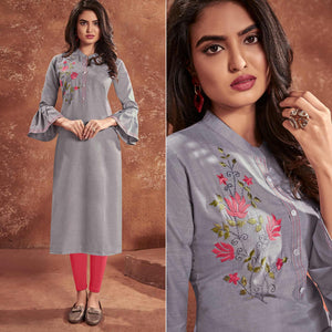 grey-casual-wear-embroidered-cotton-kurti-140282