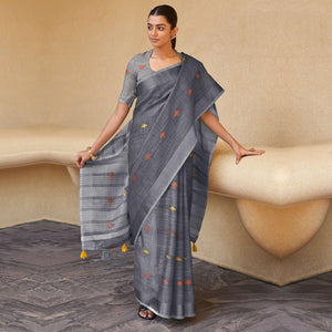 grey-casual-wear-embroidered-linen-saree-132579