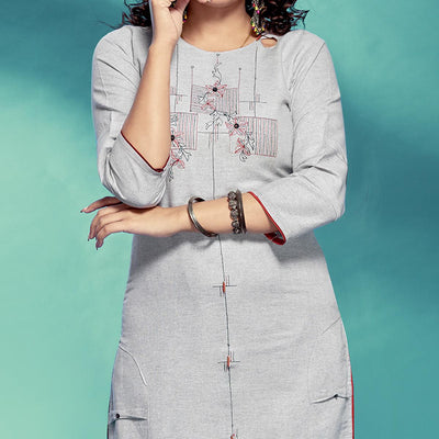 grey-casual-wear-embroidered-pure-cotton-kurti-120203
