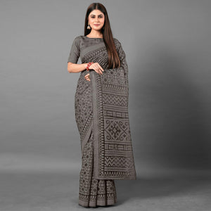 grey-casual-wear-floral-brasso-saree-111433
