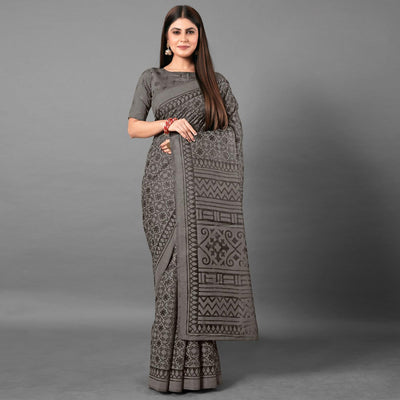 grey-casual-wear-floral-brasso-saree-111433