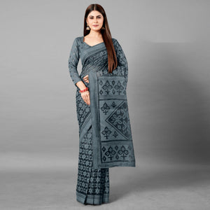 grey-casual-wear-floral-brasso-saree-111440