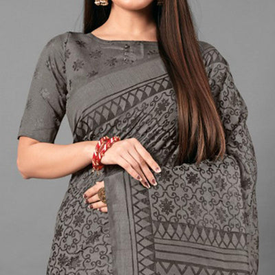 grey-casual-wear-floral-brasso-saree-111433
