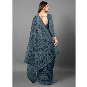 grey-casual-wear-floral-brasso-saree-111440